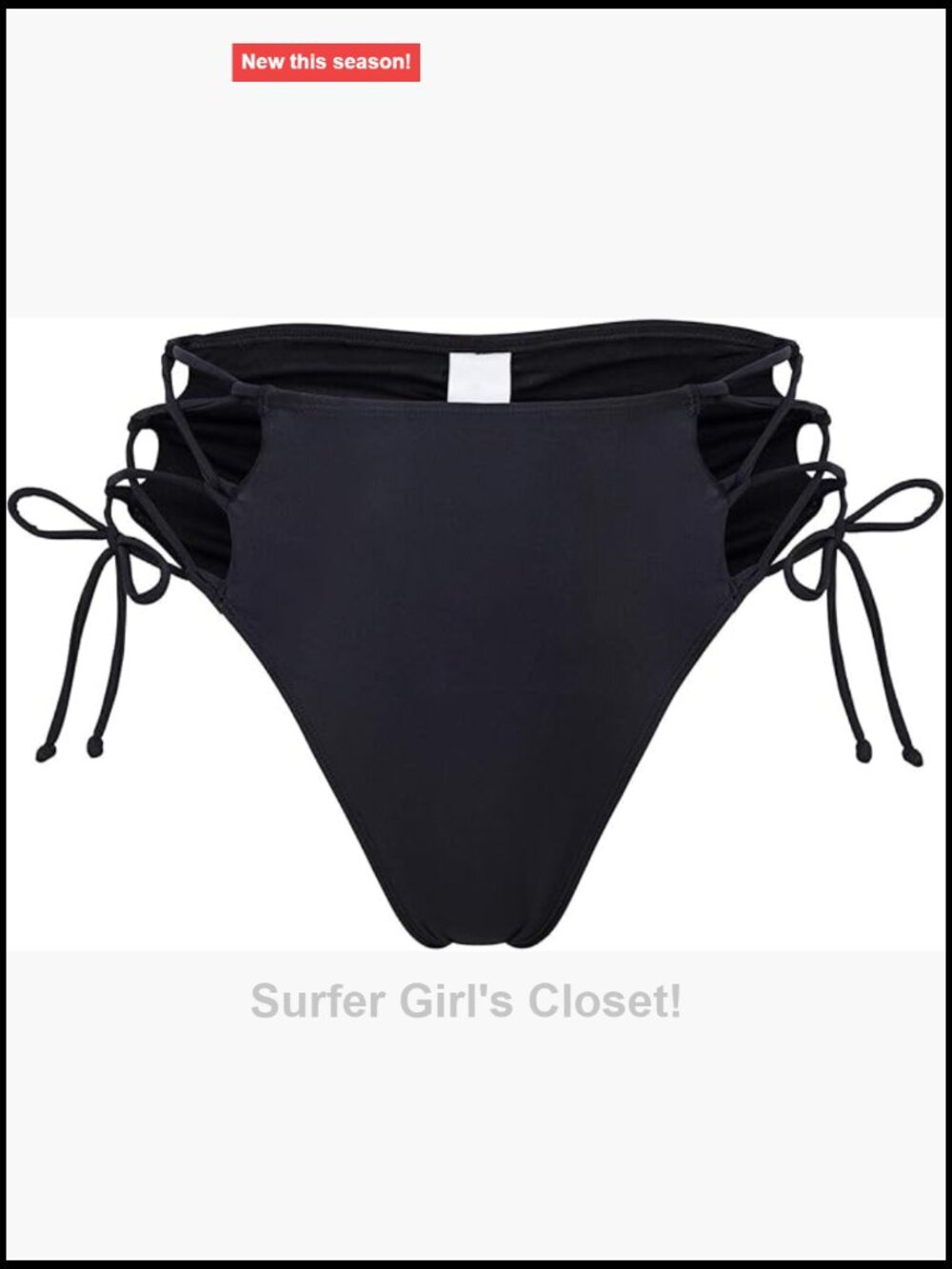 High Waist Strappy Tie Side Ruched Retro Cut Leg Lace Up Cheeky Swim Briefs